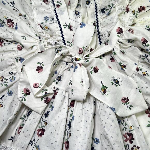 Vtg Mini World Inc. Pink Dress frilly lace floral Bow Ruffles sz 2t Full Circle - Picture 3 of 7